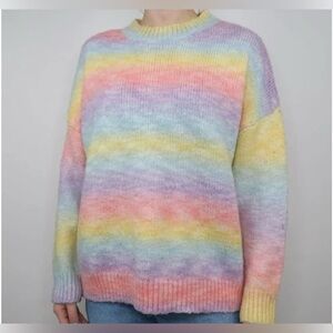 Main Strip Rainbow Pastel Fuzzy Sweater